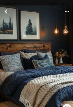 Houses Architecture, Wooden Home Decor, Wooden Home, Wall Units, Stil Boho, Antique Wood, Bedroom Refresh, Master Bedrooms Decor, Blue Bedroom