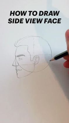 a hand drawing a face on paper with the words how to draw side view face