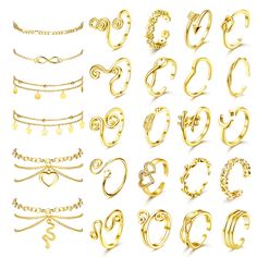 PRICES MAY VARY. Anklet Toe Ring Set: You Will Get 20Pcs Adjustable Chain Ankle Bracelets And 6Pcs Open Rings.Including Butterfly Anklet,Infinity Anklet,Snake Anklet,Heart Anklet, Arrow Toe Ring, Feather Toe Ring, Leaf Toe Ring, Simple Band Tail Rings,African Toe Ring And So On.These Summer Jewelry All In Different Style, Give You More Choice For Daily Wearing. Stylish Design And Unique Charms Will Make You Be The Focus At Every Moment. High Quality Material--These Ankle Bracelets And Toe Rings Snake Anklet, Jewelry For Summer, Infinity Anklet, Rose Gold Anklet, Toes Ring Silver, Rings Cute, Toe Ring Designs, Butterfly Anklet, Heart Anklet