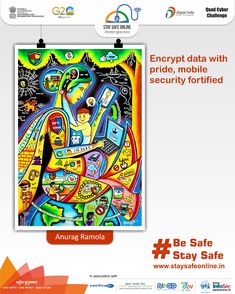 a poster with an image of a woman holding a cell phone in her hand and the caption says, encrypt data with pride, mobile security fort