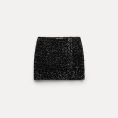 New, Color: Black With Glitter, Size: M Winter Sequin Skirt For Night Out, Evening Glitter Skirt For Party Season, Glamorous Black Sequined Mini Skirt, Glamorous Black Holiday Skirt, Glamorous Black Skirt For The Holidays, Black Holiday Skirt For Night Out, Black Glitter Bottoms, Black Sequined Mini Skirt For Party Season, Black Mini Skirt For Evening Party Season