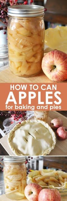 how to can apples for baking and pies in a jar with text overlay