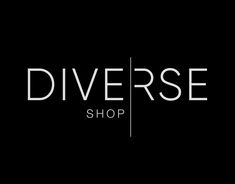 the diverse shop logo is shown in white letters on a black background, and it says diverse