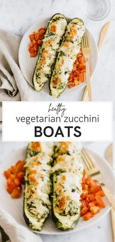 stuffed zucchini boats with cheese and vegetables