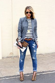 Looks Jeans, Mode Tips, Blazer Outfit, Outfit Jeans, Cooler Look, Sarah Jessica Parker, Plaid Blazer, Fashion Mode, Outfit Casual