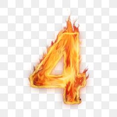 the number four in fire on a white background