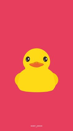 a yellow rubber ducky on a pink background