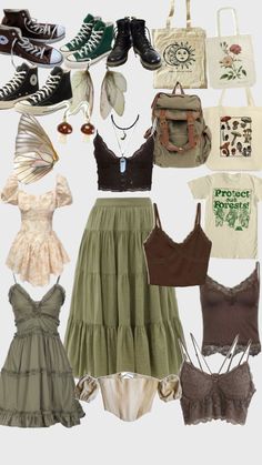 Fairy core Fairy Aesthetic Outfit, Goblincore Outfits, Fairy Core Outfits, Fairycore Outfit, Fairy Outfit, Fair Outfits, Estilo Hippy, Cottagecore Outfits, Earthy Outfits