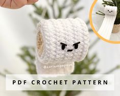 a crochet pattern for a cute little marshmallow ornament with eyes and nose