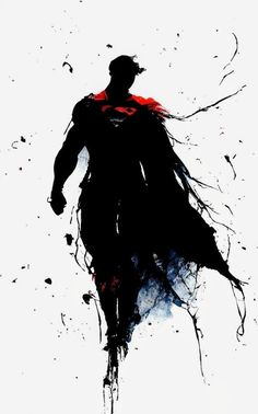 the silhouette of a man wearing a hat and cape with blood splatters on it