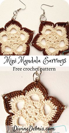 crocheted earrings are shown with the words,'free crochet pattern '