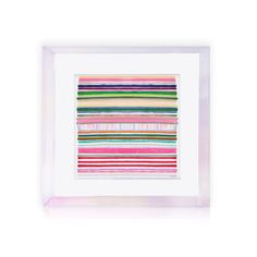 a white frame with multicolored stripes in it