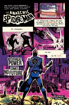 an image of a comic strip with the words anarchic spider - man