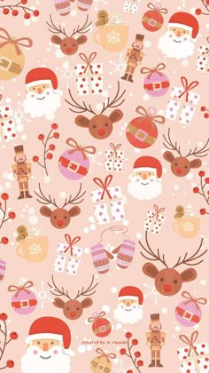 a christmas pattern with santa claus and reindeers