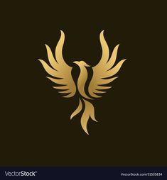 golden bird logo on black background