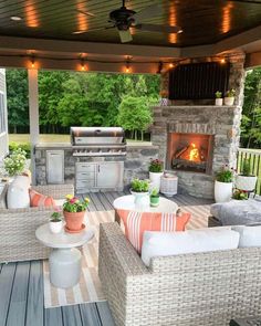 an outdoor kitchen and living room are featured in the instagram page on instagram com