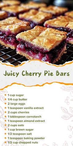 a recipe for juicy cherry pie bars