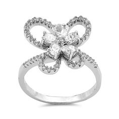 Butterfly White Cubic Zirconia Wholesale Flower Ring .925 Sterling Silver Band Jewelry Female Size 9 All our silver jewelry is crafted from .925 silver also commonly referred to as sterling silver. Sterling silver is the standard for beautiful high-quality silver jewelry and can not be replicated by lower priced silver plated jewelry. It is 92.5% pure silver, mixed with alloys to add strength and durability to stand the test of time. We promise superior service which includes fast shipping, grea White Flower-shaped Cubic Zirconia Jewelry, Diamond White Cubic Zirconia Flower Ring Gift, Gift Flower Ring In Diamond White Cubic Zirconia, Silver Cubic Zirconia Flower Ring Gift, Silver Flower-shaped Diamond Ring, Elegant Silver Flower Diamond Ring, Elegant Silver Flower-shaped Diamond Ring, White Gold Flower Shaped Jewelry For Anniversary, Elegant Silver Flower Shaped Ring