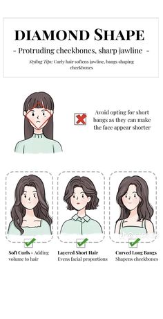 Diamond Face Shape Side Profile, Face Shapes Haircut, Shoulder Length Hair Diamond Face, Asian Diamond Face Hairstyles, Hairstyles For Asymmetrical Faces, Diamond Face Short Haircut, Short Haircuts For Diamond Face Shape, Hair Styles For Diamond Face Shape