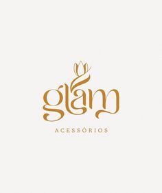 the logo for glam accessories, which has been designed to look like it is in gold