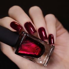 more in the telegram Ilnp Nail Polish, Chrome Nail Polish, Boutique Nails, Shimmer Nail Polish, Nail Shimmer, Red Nail Polish, Red Nail, Deep Burgundy