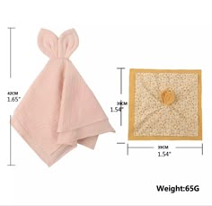 the measurements for a baby's blanket and bib