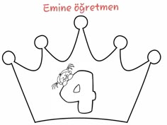 a drawing of a crown with the number four in it's center and an image of