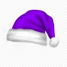 a purple and white santa hat on a white background