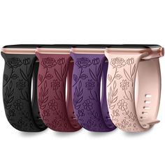 PRICES MAY VARY. ✅【Compatible Models】DaQin cute floral etched pattern iwatch bands accessories work for apple watch band 38mm 40mm 41mm 42mm 44mm 45mm 49mm, compatible with Apple Watch Ultra/Ultra 2/for Apple Watch SE/iWatch Series 9, Series 8, Series 7, Series 6, Series 5, Series 4, Series 3, Series 2, Series 1. All iWatch Series Version. Note: Pls check the model on the back of your watch to select the correct size ✅【Stylish Flowers & Plants Engraved Patterns】DaQin durable sport bands for appl