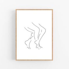 a minimal line drawing of a woman's legs in black ink on white paper