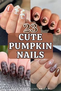 pumpkin nails Pumpkin Gel Nails, White Pumpkin Nails, Thanksgiving Nails Simple, Simple Thanksgiving Nails, Cute Pumpkin Nails, Halloween Nails Orange, Fall Pumpkin Nails, Fall Nails Halloween, Nails September