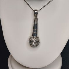 "I Love My Job!" The Mic Charm Can Be Worn To Display The Line Of Work You Are In (Public Speaker, Musician, Social Media Influencer, Poet, Etc.). This Pendant Can Also Represent Something That Speaks To Your Heart; Such As Being An Individual That Has Recently Found Your Voice And You're Not Shy To Voice It! The Mic Can Be Worn On A Chain Or Cloth Neckless Or A Keychain. It Is Stainless Steel With Clear Rhinestones On It. Pendant Size: 53mm Long, 20.5mm Wide (It Is About As Long As My Index Fin Microphone Necklace, Gold Geometric Necklace, Western Bling, Big Pendant, I Love My Job, Leather Choker Necklace, Baltic Amber Necklace, Chunky Statement Necklace, Bubble Necklaces