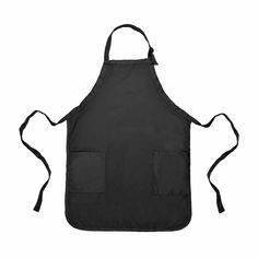 a black apron with two pockets on it