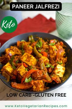 low carb gluten free paneer jalfrez with text overlay