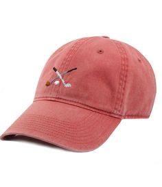 From Smathers & Branson&#x2C; this baseball cap features: Crossed clubs stitching on fronthand-stitched needlepointMoisture-wicking and quick-drying technologyAdjustable nickel slide on back100% polyesterOne size fits mostImported. Baseball Cap, Hand Stitching, Needlepoint, Baseball Hats, Cross Stitch, Baseball, Red