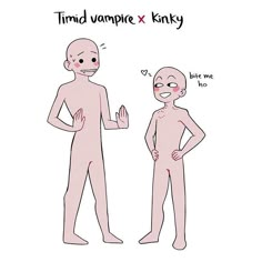 an image of two people standing next to each other with the caption tim and vampire x kinky