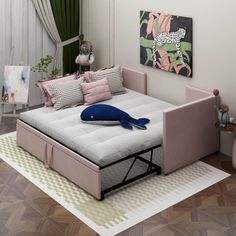 This twin daybed with trundle, made of carefully selected velvet upholstery, with a soft backrest and two armrests, can add a touch of sophistication to any home decoration, creating a comfortable and warm relaxing and social atmosphere. Upholstered daybed with trundle, when the casters are pulled out, this sofa bed can expand from a single bed to an irregular king size bed, providing ample space for guests, easily accommodating friends and family, providing comfortable sleeping arrangements. Wh Twin Daybed With Trundle, Twin Daybed, Upholstered Daybed, Daybed With Trundle, Baby Rooms, Pink Bedding, Kids Bedroom Furniture, Velvet Upholstery, Single Bed