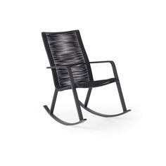 a black rocking chair on a white background