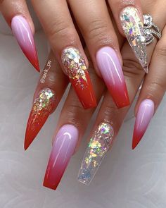 Stiletto Nails Art Designs, Ombré Acrylic, Acrylic Coffin Nails, Nails Art Designs, Stiletto Nail Art, Ombre Nails Glitter, Ombre Nail Designs, Nail Art Ombre