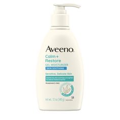 Aveeno Calm + Restore Gel Body Moisturizer Sensitive and Delicate Skin - Fragrance Free - 12oz Aveeno Lotion Sensitive Skin, Aveeno Lotion, Fragrance Free Moisturizer, Sensitive Skin Care Routine, Dermatologist Recommended Skincare, Spa Time, Moisturizer For Sensitive Skin, Beauty App, Sensitive Skin Care