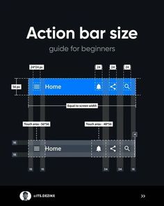 the action bar size guide for beginners is shown in this screenshoter image