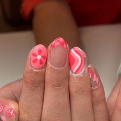 Payton Meyers on Instagram: "💞🌸🌷🎀👙🍬🦩 • • • • #nailart #nails #beauty #nailsofinstagram #utahnails #nailinspo #pinknails #luminarynailsystems #pinterest #pinterestnails #roundnails #almondnails #smileyfacenails #checkerednails #frenchtips #flowernails" Cute Retro Nails, Preppy Nails Gel, Colorful Beach Nails, Blue Preppy Nails, Dope Nails Summer, Bright Fun Nails, Flower Summer Nails, Camping Nails