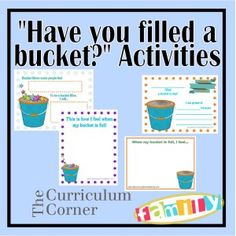 a bucket filled with flowers and text that says have you filled a bucket? activities