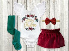 Newborn Christmas Outfit, Trendy Holiday Outfits, Christmas Dress Baby, Girls Christmas Outfits, Newborn Christmas, Baby Christmas Outfit