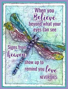 a dragonfly with the words, when you believe beyond what your eyes can see