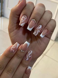 Coffin French, China Nails, Cute Simple Nails, Girly Acrylic Nails, Nail Art Set, Acrylic Nails Coffin Short, Short Acrylic Nails Designs, Acrylic Nails Coffin, False Nail