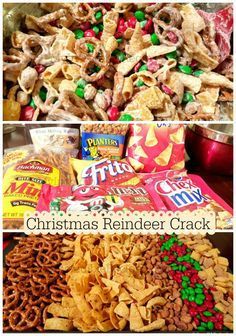 Christmas Reindeer Crackkkk..... Try it once and you will be hooked...!! Mix your own Sweet and Salty mix....just cover it in white chocolate and it will be yumms...... Xmas Recipes, Snack Mixes, Snack Mix Recipes, Holiday Snacks, Holiday Goodies, Christmas Foods, Chex Mix, Christmas Sweets, Incredible Recipes