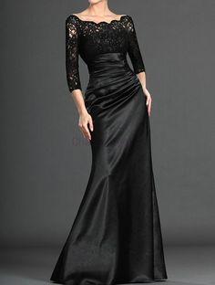 unique long black lace and satin evening prom dresses elegant stunning 3/4 sleeves gowns for prom custom colors evening dress on Etsy, $179.00 Bride Dress Elegant, Gown For Prom, Ruffle Prom Dress, Prom Dresses Elegant, Satin Evening Dresses, Lace Formal Dress, Black Evening Dresses, Mother Of The Bride Dress, Black Gown