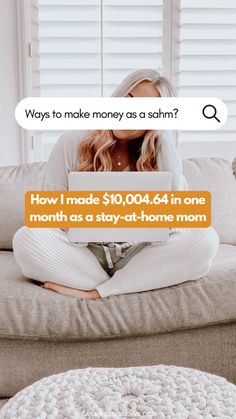 a woman sitting on top of a couch in front of a window with the words how to make money as a schn?