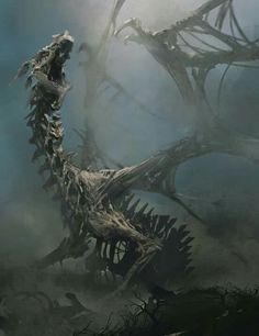 an image of a dinosaur skeleton in the water